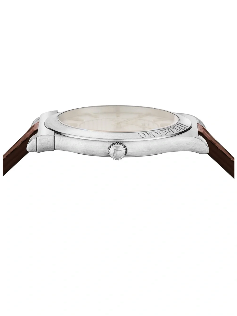 Brand New Salvatore Ferragamo Silver Dial Watch with Brown Leather Strap